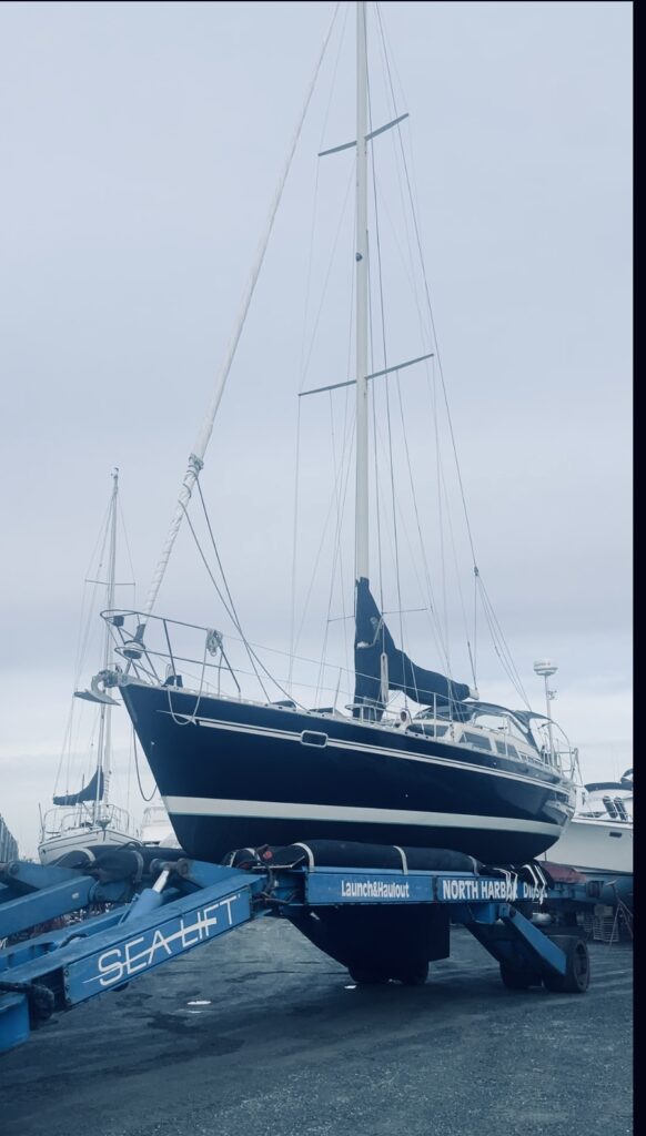 Gypsea Explorer Sceptre 41 Sailboat Going on the Hard.